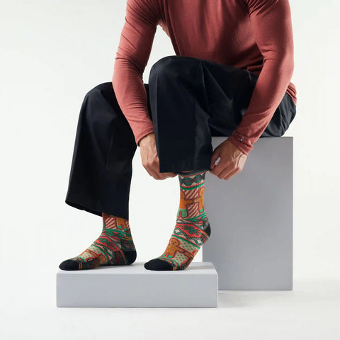 Everyday Cozy Holiday Mosaic Print Crew Socks