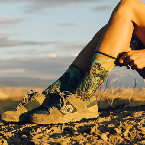 Bike Rugged Ride Print Crew Socks
