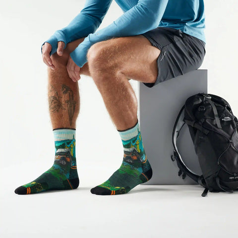 Hike Trail Trekker Print Crew Socks